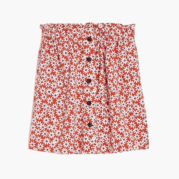 NWT Madewell Paperbag Button-Front Mini Skirt in Falling Daisies S - Picture 2 of 6